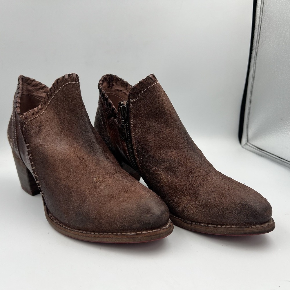 Bed Stu Carla Brown Leather Zipper Ankle Booties Boots Cobbler W 7.5 F393009